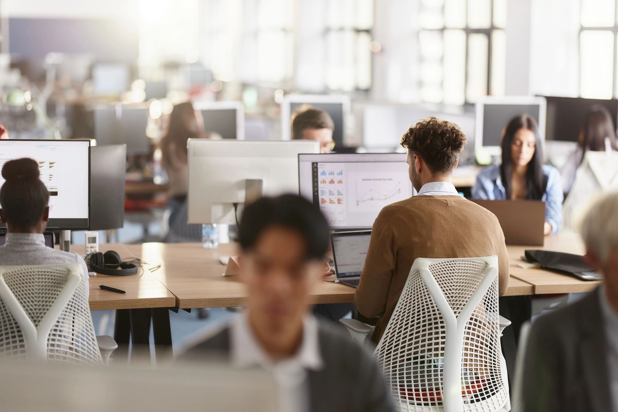 Dispatch team member working at a computer